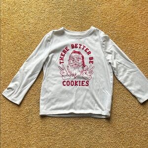 Holiday Time White Long Sleeve Shirt with Santa Graphic